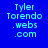 Blue background with light blue text reading Tyler Torendo .webs .com arranged in a pattern across six identical