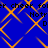 Blue background with orange diamond lattice pattern and repeated pixelated text fragments.