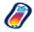Six animated frames of a stylized, rounded rectangular icon with gradient color transitions and dark blue outlines on a transparent background.