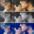 Animated sequence showing a character with dark hair and light skin in three distinct poses against varying backgrounds.