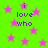 Green background with pink stars and purple text reading 'i love who' in pixelated font.