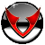Circular icon with red V-shaped elements on a gray background, showing subtle animation changes in the red shapes' positions.