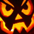 A pixelated Halloween-themed icon with a carved pumpkin face and orange text on black background.