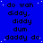 Blue background with repeated black text "do wah diddy, diddy dum daddy do" and scattered white dots.