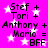 Pixelated text on a pink background with white stars, showing names and 'BFF' in two identical vertical sections.