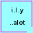 Four identical light blue square with pink borders, each containing 'i.l.y' and '..alot', one has a small pink heart symbol