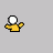 Pixelated yellow figure with white head and red horns, holding pitchfork, displaying text progression from 'G' to 'Go Evil!' across frames.