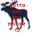 Pixelated dark blue moose silhouette with red pixelated text overlay reading 'gotta luv the moose' and a red heart symbol below.