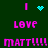 Pixelated green background with pink text and cyan symbols arranged in a pattern, featuring repeated 'LOVE' and 'MATT!!!!' text elements
