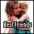 Animated contact sheet of a cartoon girl hugging herself with "Best friends" text, pink heart symbols changing position across frames on a gray background.