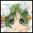A 48x48 pixel buddy icon featuring a green-haired anime character with large eyes and orange hair accessories on the left, paired with "Anime IM" text in white pixelated font on black background to the right.