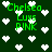 Green text reading "Chelsea LUVS P!NK" on dark green background with white pixelated hearts, animated heart positions changing across frames.