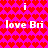 Pixelated pink background with red heart pattern and repeated white text "i love Bri" in four corners.