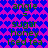 A static image with a repeating pattern of blue hearts on a magenta background, featuring text elements arranged in two