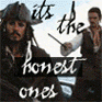 Six display a character with long dark hair and mustache in various poses, overlaid with handwritten text fragments forming a phrase