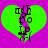 Two identical green heart shapes on a purple background with black text and purple accents, each displaying 'axl do up' vertically.