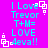 Pixelated cyan text on bright magenta background with white square accents, repeating 'I Love Trevor T+M= LOVE Deva!!' in four identical