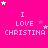 A bright pink background displays repeated text "I LOVE CHRISTINA" with white and pink stars in various positions