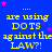 Blue background with yellow text repeating 'are using DOTS against the LAW?!' and pink stars scattered throughout.