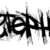 Black pixelated text on white background with jagged edges and partial letterforms.