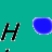 Animated sequence showing blue pixelated shapes moving across alternating teal and gray backgrounds with black 'H' and 'h' text elements.