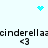 Pixelated cyan heart and starburst icons float above repeated text 'cinderella' with '<3' symbols, all on a light background.