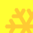 Four orange snowflake icons arranged in a on a bright yellow background, each with distinct branching patterns