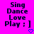 Pixelated text on bright pink background with blue heart symbol below.