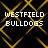 Four identical pixelated text blocks reading "WESTFIELD BULLDOGS" on a black background with yellow chain-link fence pattern.