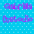 Pixelated text 'Gabriela' and 'Custodio' in purple on a blue background with white dots, arranged in two