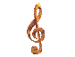 Golden treble clef icon with pixelated texture, displayed in four of four icons each on gray background