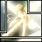 Animated sequence of a light-skinned figure with flowing hair and translucent wings in dynamic pose against bright background, framed by geometric border elements.