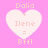 Four identical heart-shaped icons with text on a pink background, each displaying 'Dalia + Ilene = Bffl' in light pink pixelated font.