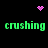 Green pixelated text 'crushing' appears four times on a black background with pink pixelated heart and starburst symbols.
