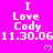 Bright pink background with repeated white text "I Love Cody 11.30.06" and small pixelated hearts, partially cropped at bottom right.