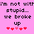 Pixelated text on pink background with two identical side-by-side phrases and heart symbols below, showing slight animation in heart colors.