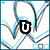 Animated sequence of text fragments forming "u rock my world : ]" over a geometric background with blue and gray lines.