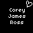 Pixelated white text on black background with a heart symbol above the name, displayed in two identical side-by-side