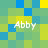 Pixelated of green, blue, and yellow squares with four instances of the text "Abby" in white pixel font