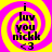 A static image with a yellow and pink spiral background displaying black text reading "i luv you nickk <3" in a pixelated font.