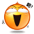 Two orange cartoon faces with wide eyes and open mouths, each emitting black smoke puffs from their sides against a gray background.