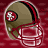 identical football helmet icons with a red background, each featuring a white and red logo on the side