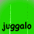 Green background with repeated black text 'juggalo' and vertical white pixel lines across three of nine identical each