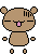 Pixelated brown bear-like character with pink tongue, alternating between closed eyes and open mouth poses