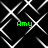 Green text 'Amy' appears four times over a black background with white geometric lines forming interconnected squares.