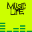 Yellow background with black 'MUSIC LIFE' text and green audio equalizer bars changing across frames.