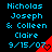 Pixelated blue text on black background with red triangular overlays containing heart symbols, displaying names and date.
