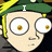 Pixelated cartoon character with large eyes and green cap, displaying text changes across three
