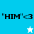 A pixelated icon displays "HIM"<3 text with a star symbol changing color between white and cyan across two states.