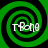 Four identical green spiral patterns with black outlines arranged in a , each containing white text reading "T-Rone" with a pixelated effect